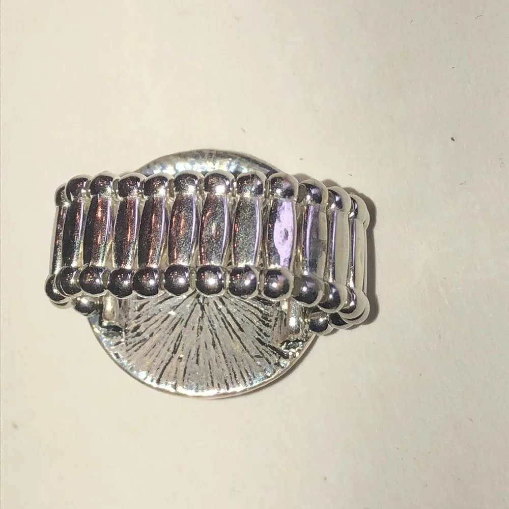 Silver Tone Light Purple Cabochon Halo Ring
